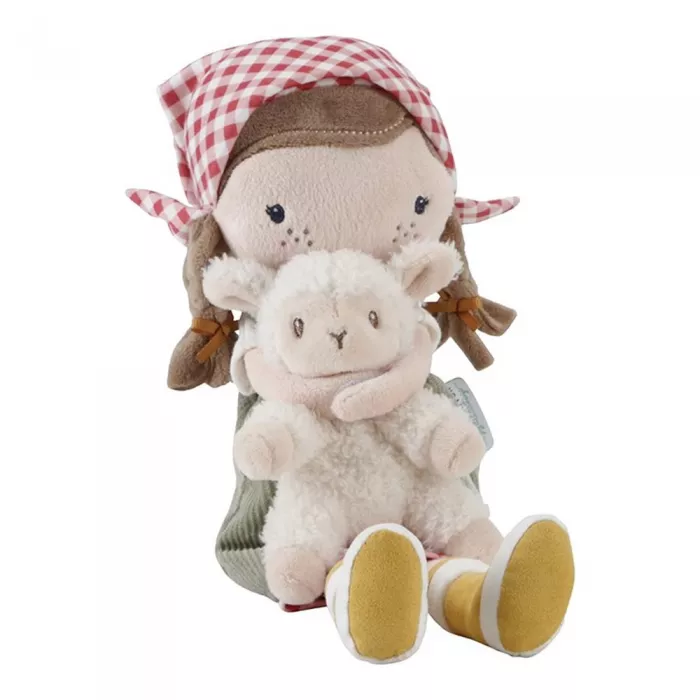 Papusa textila - Rosa cu oita - 35 cm - Little Farm - Little Dutch