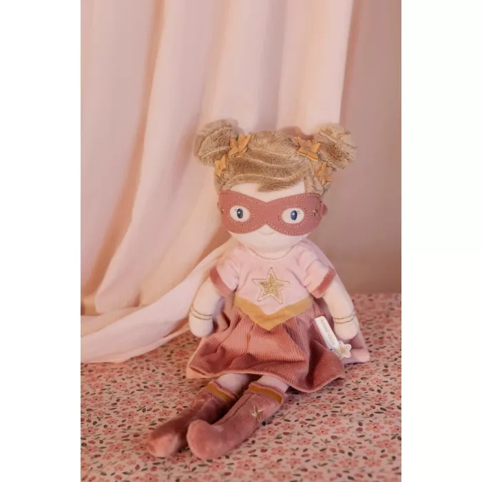 Papusa textila - Superhero Rosa - 35 cm - Little Dutch