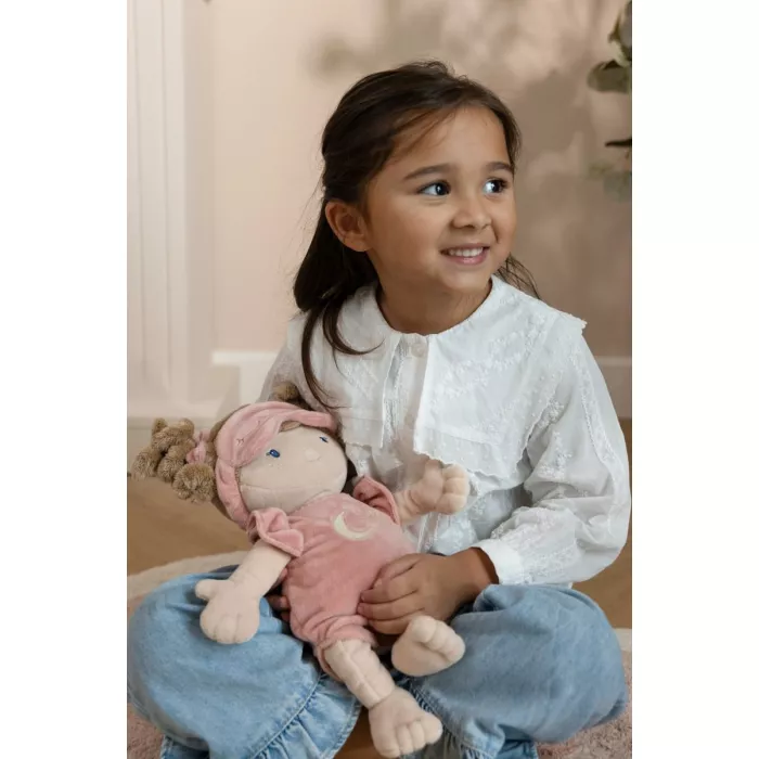 Papusa textila certificata GRS - Sleeping Rosa - Little Dutch
