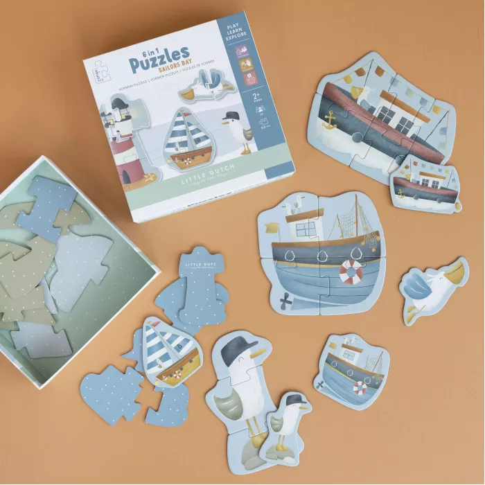 Puzzle 6 in 1 din carton FSC - Sailors Bay - Little Dutch