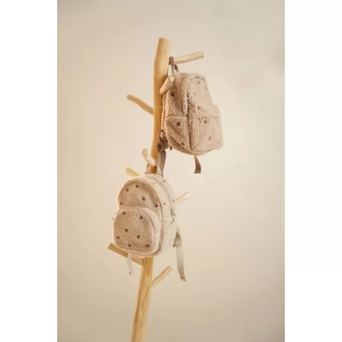 Rucsac pentru copii din material teddy - Taupe - Forest Friends - Little Dutch