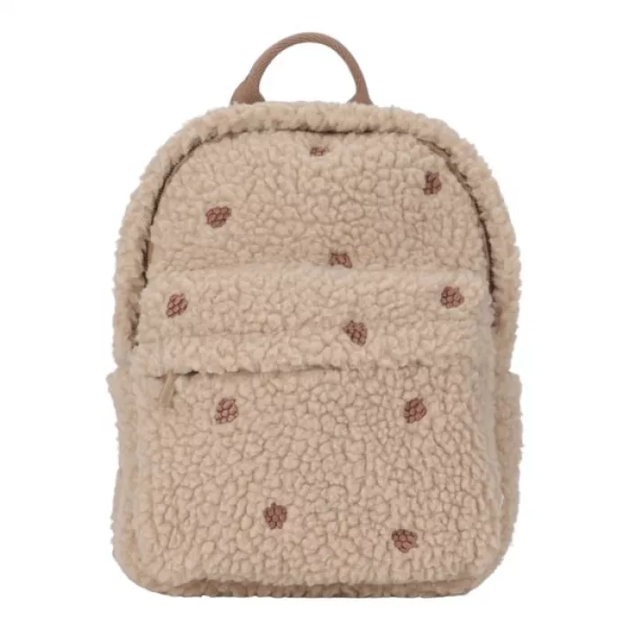 Rucsac pentru copii din material teddy - Taupe - Forest Friends - Little Dutch
