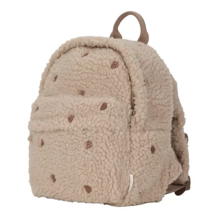 Rucsac pentru copii din material teddy - Taupe - Forest Friends - Little Dutch