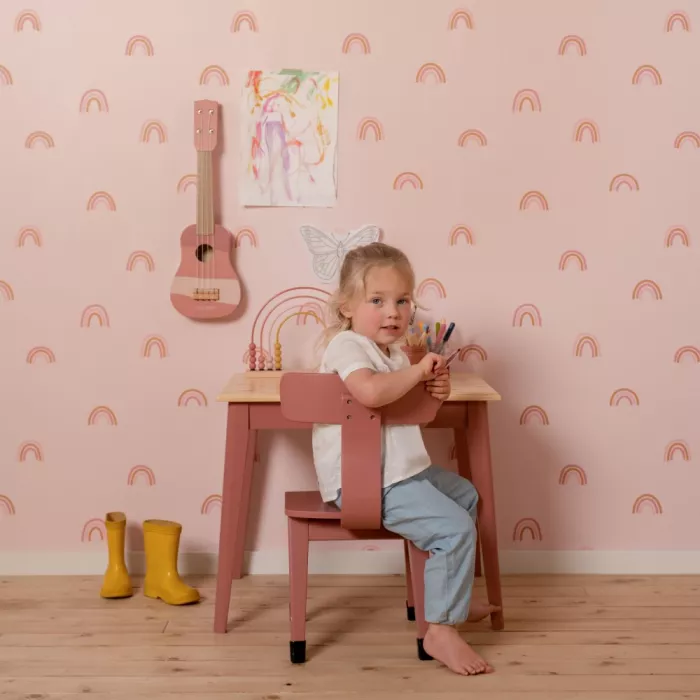Mobilier pentru camera copilului - Scaun din lemn - Roz - Little Dutch