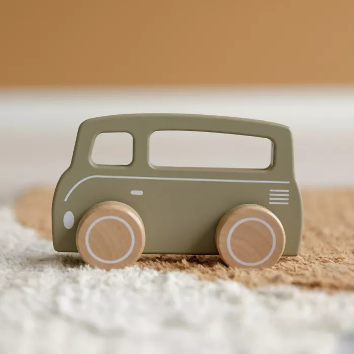 Masinuta clasica din lemn - Van - olive - Little Dutch