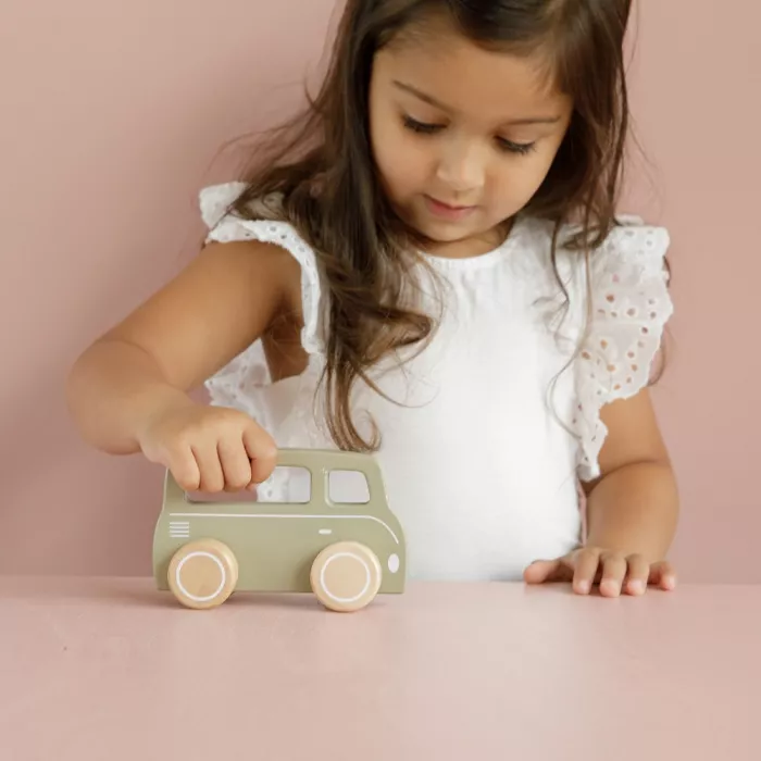 Masinuta clasica din lemn - Van - olive - Little Dutch