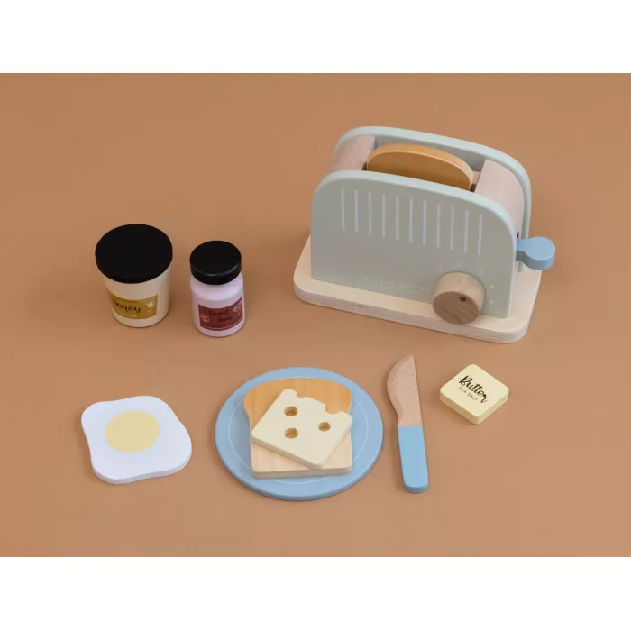 Toaster din lemn FSC cu functie pop-up si accesorii - Little Dutch