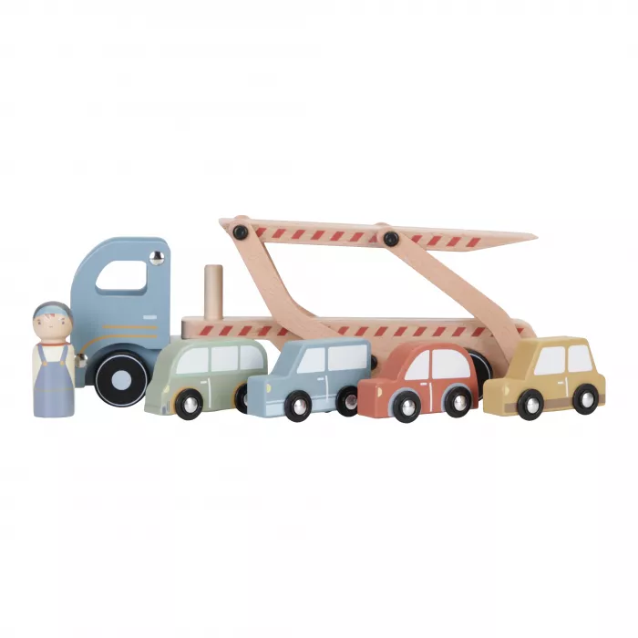 Camion din lemn FSC cu platforma si sofer - Little Dutch