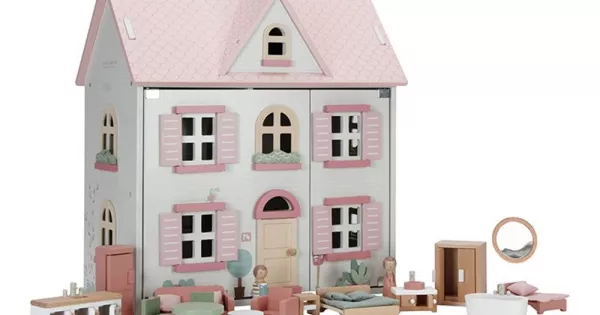 Casuta de papusi cu mobilier din lemn FSC - Little Dutch