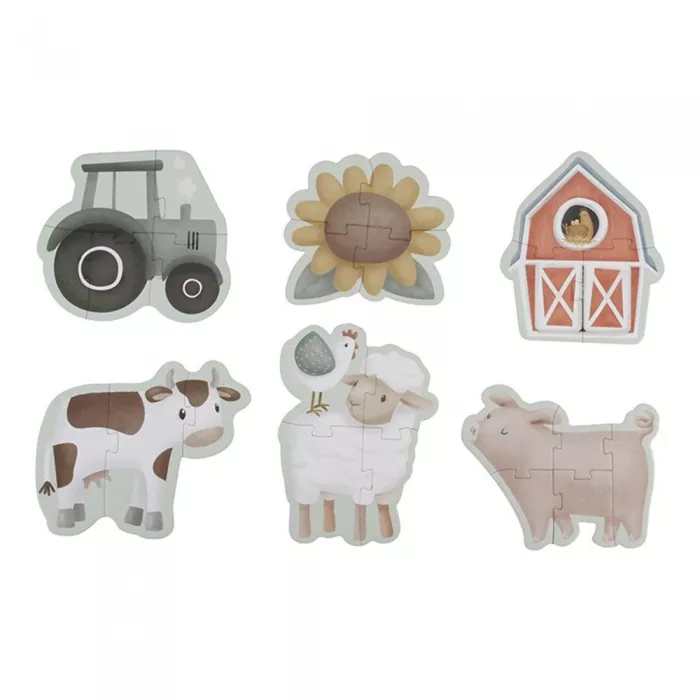 Puzzle 6 in 1 din carton FSC - Little Farm - Little Dutch