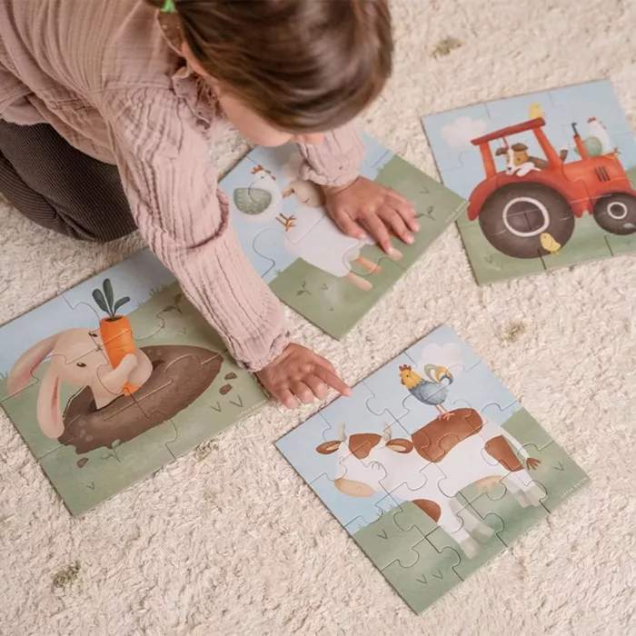 Puzzle 4 in 1 din carton FSC - Little Farm - Little Dutch