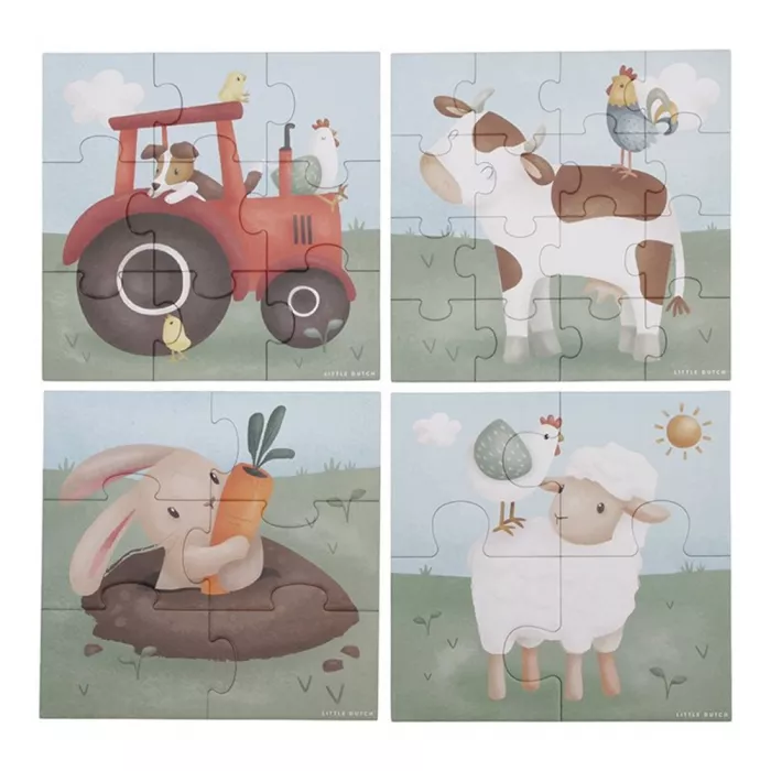 Puzzle 4 in 1 din carton FSC - Little Farm - Little Dutch