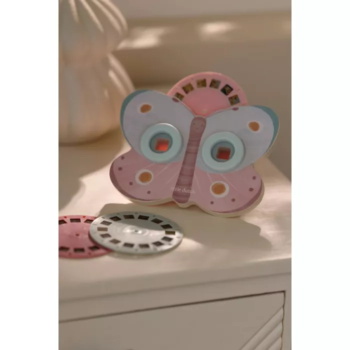 Dispozitiv din lemn cu discuri cu imagini in forma de fluture - Fairy Garden - Little Dutch