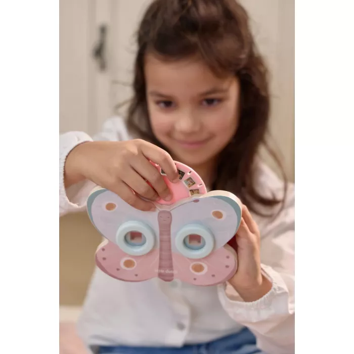 Dispozitiv din lemn cu discuri cu imagini in forma de fluture - Fairy Garden - Little Dutch