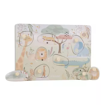 Puzzle din lemn FSC cu sunete - Safari Friends - Little Dutch