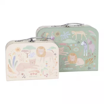 Valiza decorativa - set 2 bucati - Safari Friends - Little Dutch