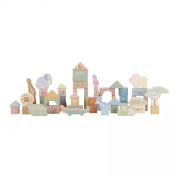 Cuburi de constructie din lemn FSC - Safari Friends - Little Dutch