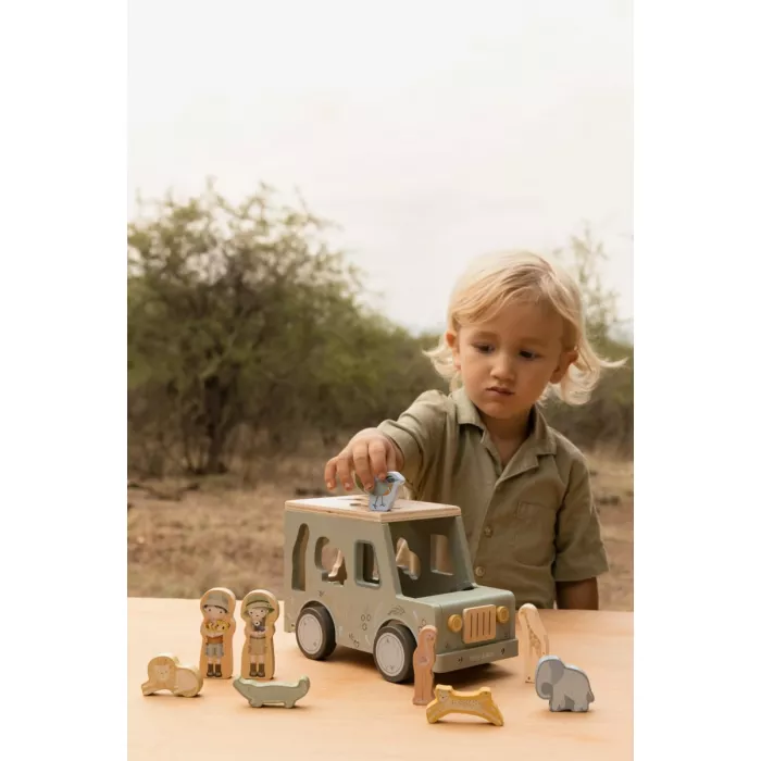 Jucarie din lemn FSC sortator forme - Masina - Safari Friends - Little Dutch