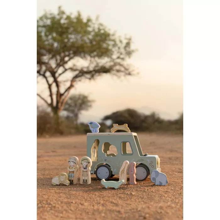 Jucarie din lemn FSC sortator forme - Masina - Safari Friends - Little Dutch