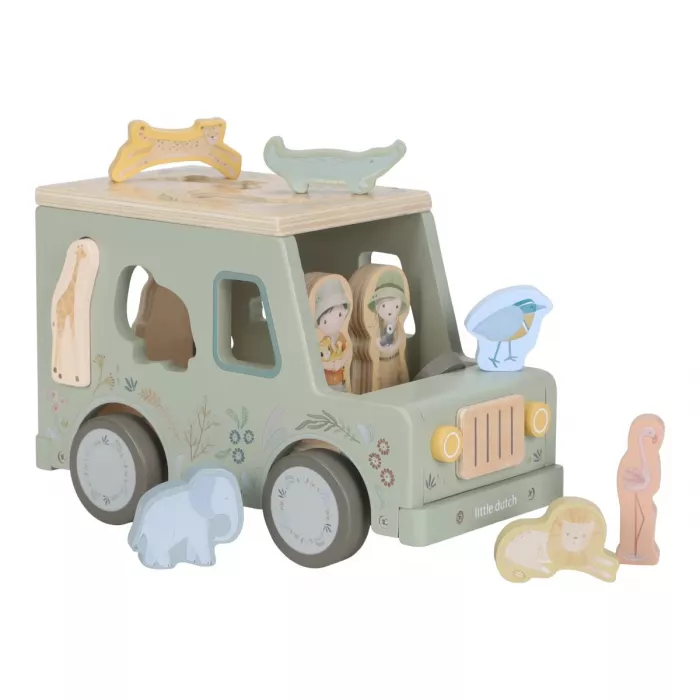 Jucarie din lemn FSC sortator forme - Masina - Safari Friends - Little Dutch