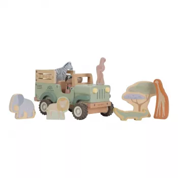 Masina din lemn FSC cu accesorii -  Maina de teren - Safari Friends - Little Dutch