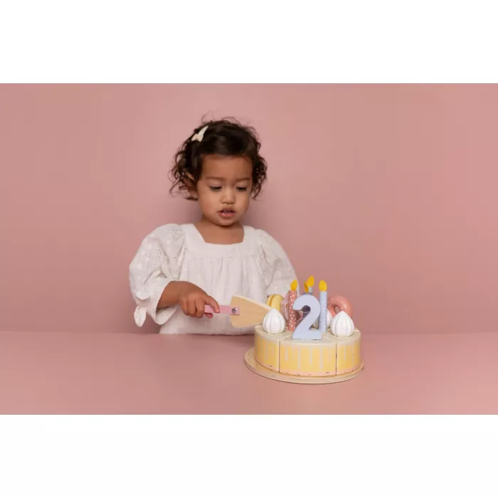 Tort aniversar cu decoratiuni pentru 1-5 ani - Roz - Little Dutch