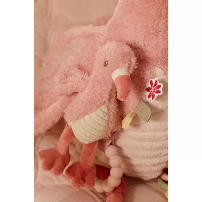 Jucărie de pluș senzorială Flamingo cu activități pentru bebeluși
