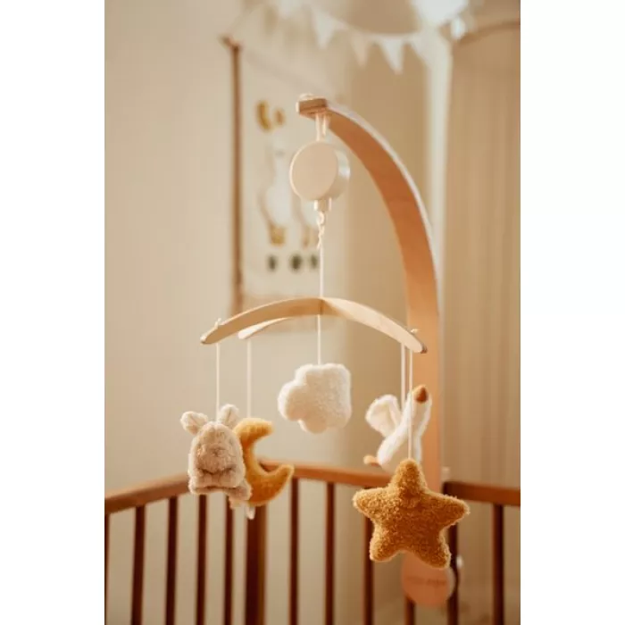 Carusel muzical cu brat din lemn - Newborn Naturals - Little Dutch