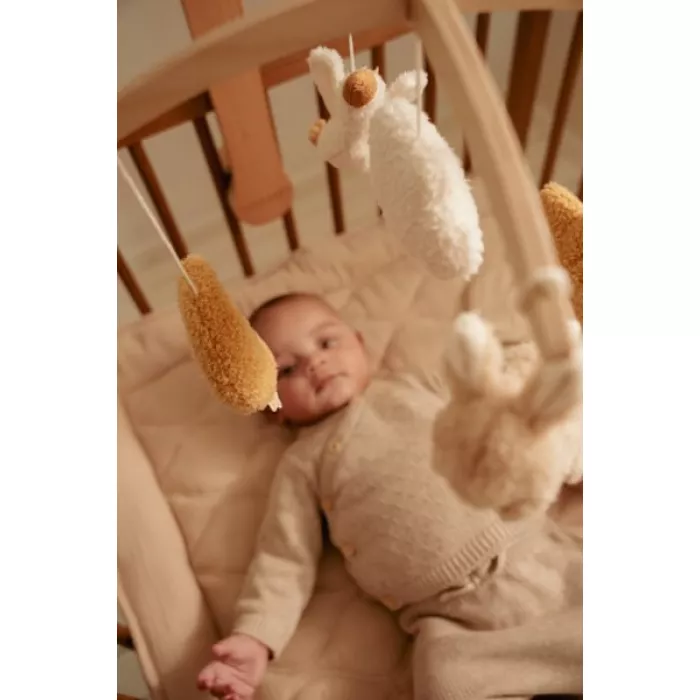 Carusel muzical cu brat din lemn - Newborn Naturals - Little Dutch