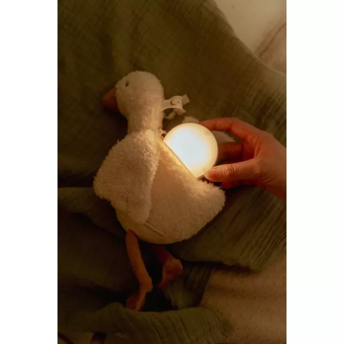 Jucarie din plus cu sunete albe si lumina de veghe - Goose - Newborn Naturals - Little Dutch