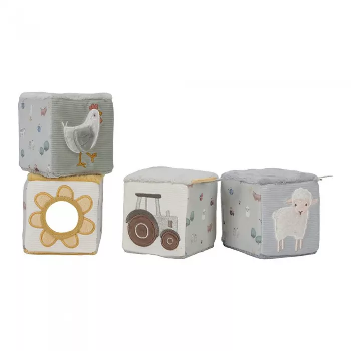 Set de 4 cuburi senzoriale pentru bebelusi - Little Farm - Little Dutch