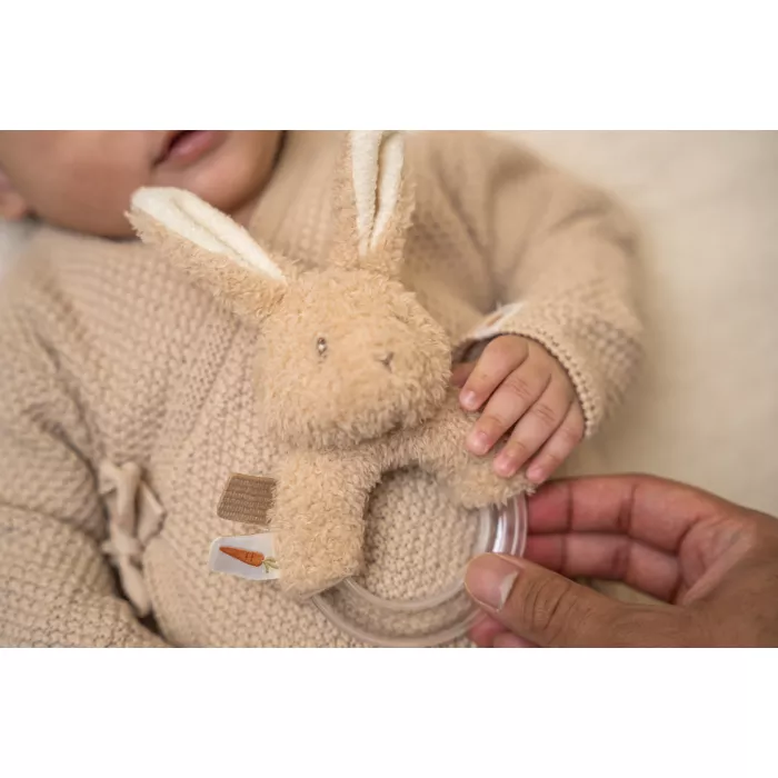 Jucarie din plus cu inel cu margele - Iepuras - Baby Bunny - Little Dutch