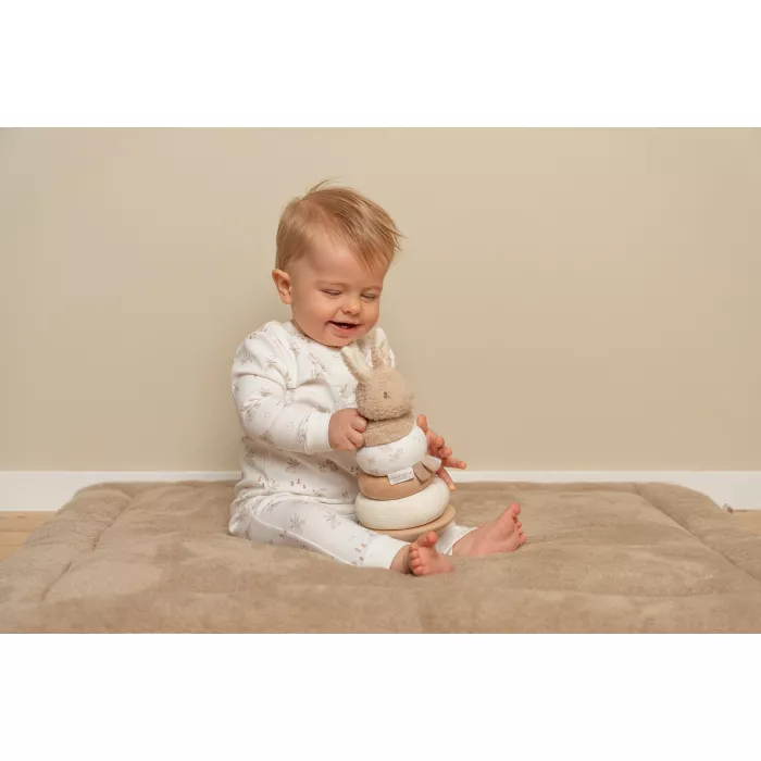 Jucarie din lemn FSC si textil pentru stivuire - Baby Bunny - Little Dutch