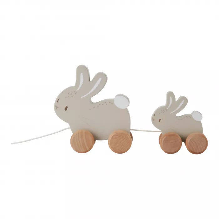 Jucarie din lemn FSC cu roti si snur pentru tras - Baby Bunny - Little Dutch