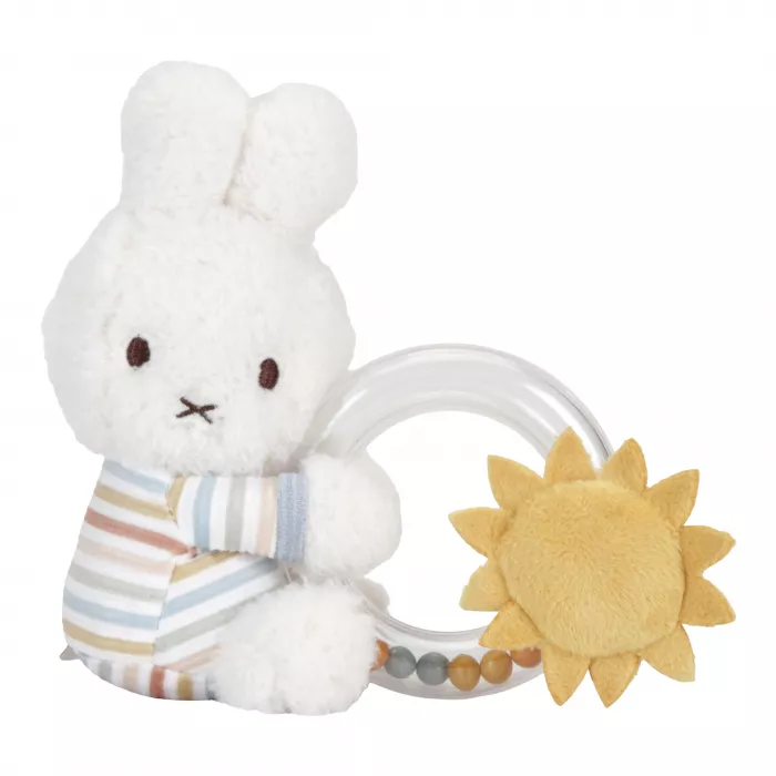 Jucarie din plus cu inel cu margele - Miffy Vintage Sunny Stripes - Little Dutch