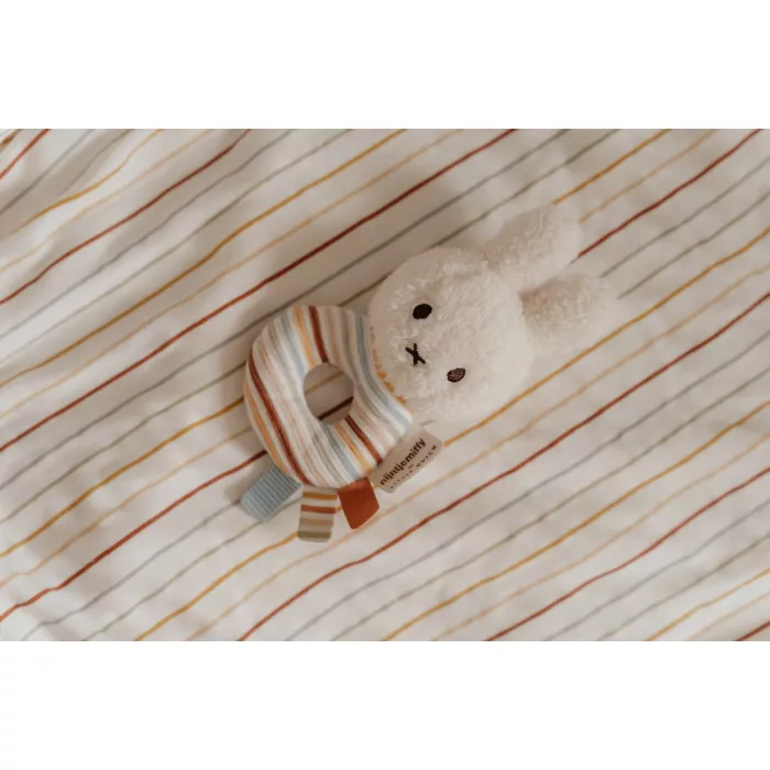 Jucarie zornaitoare din plus cu inel - Miffy Vintage Sunny Stripes - Little Dutch