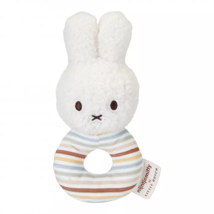 Jucarie zornaitoare din plus cu inel - Miffy Vintage Sunny Stripes - Little Dutch