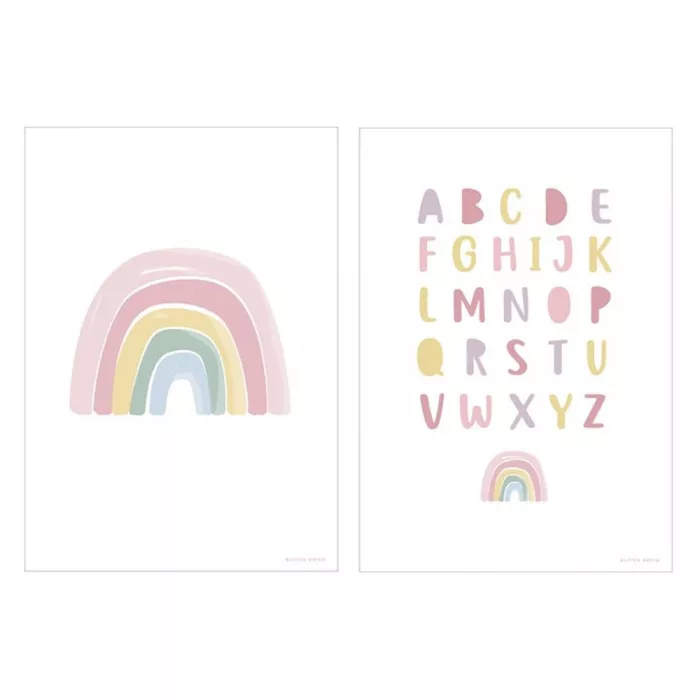 Poster A3 - Rainbow Alphabet - roz - Little Dutch