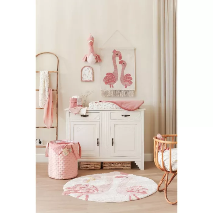 Covor tesut din bumbac organic pentru camera copilului - Flamingo - Little Dutch