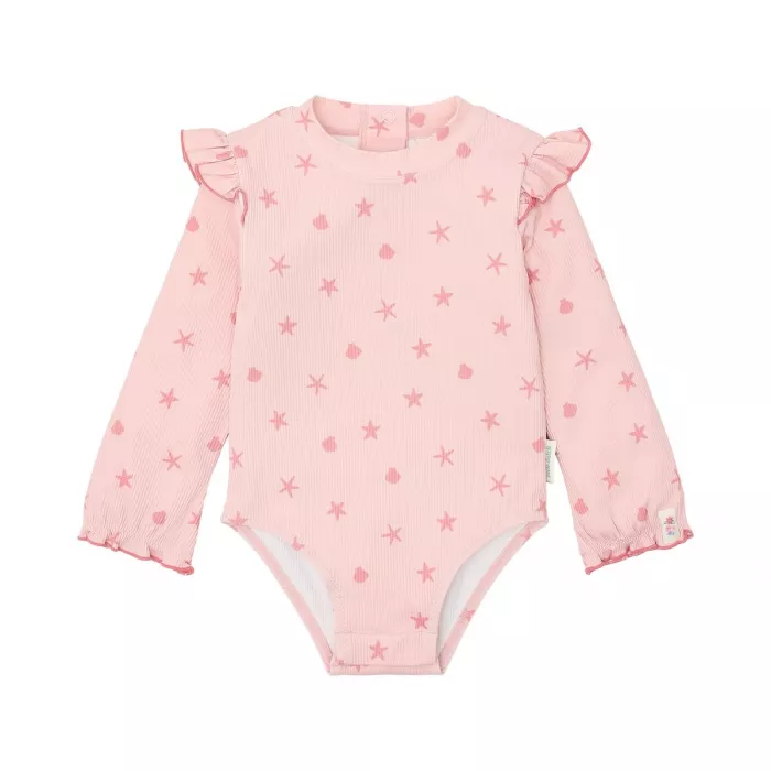 Costum de baie intreg cu maneca lunga cu protectie UV 40+ - Dreamy Seashells - Little Dutch