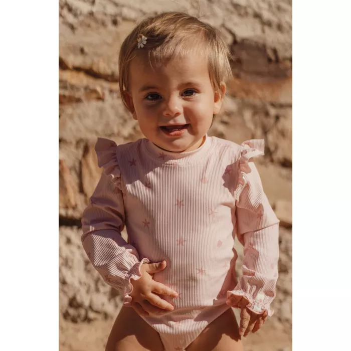 Costum de baie intreg cu maneca lunga cu protectie UV 40+ - Dreamy Seashells - Little Dutch