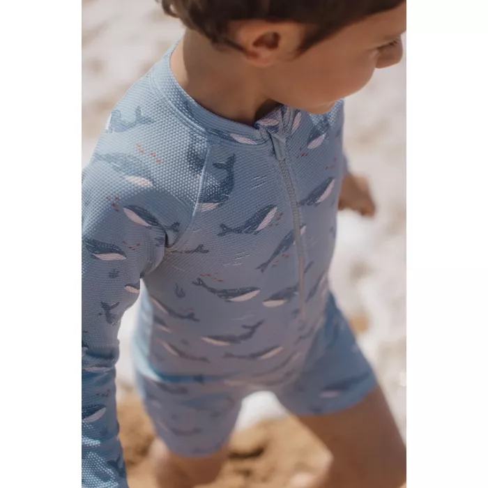 Costum de baie intreg cu maneca lunga cu protectie UV 40+ - Ocean Splash - Little Dutch