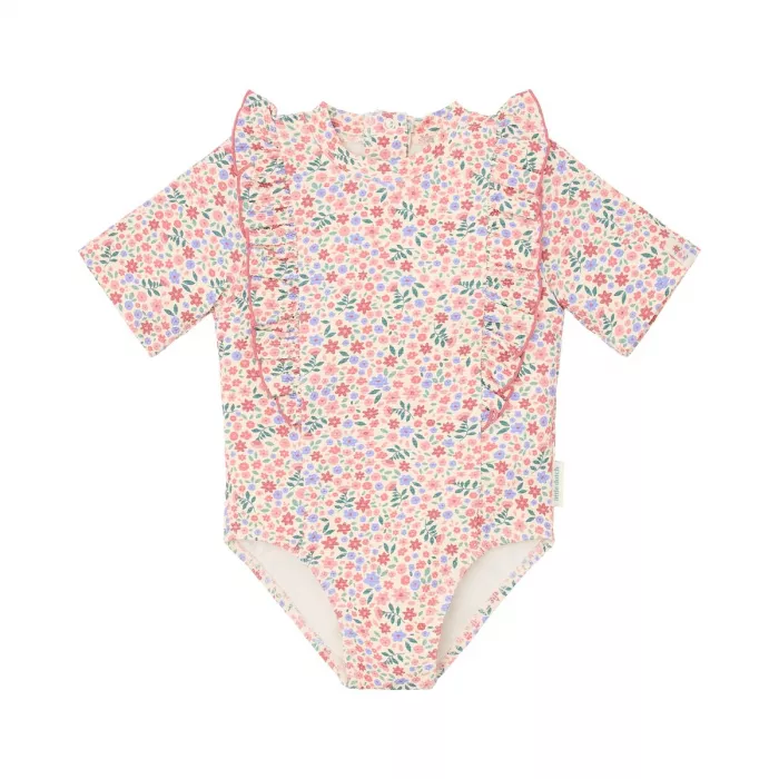 Costum de baie intreg cu maneca scurta - Dreamy Flowerfield - Little Dutch