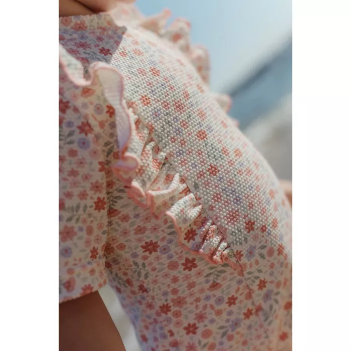 Costum de baie intreg cu maneca scurta - Dreamy Flowerfield - Little Dutch
