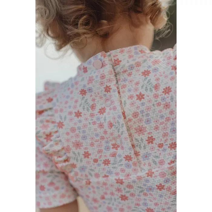 Costum de baie intreg cu maneca scurta - Dreamy Flowerfield - Little Dutch