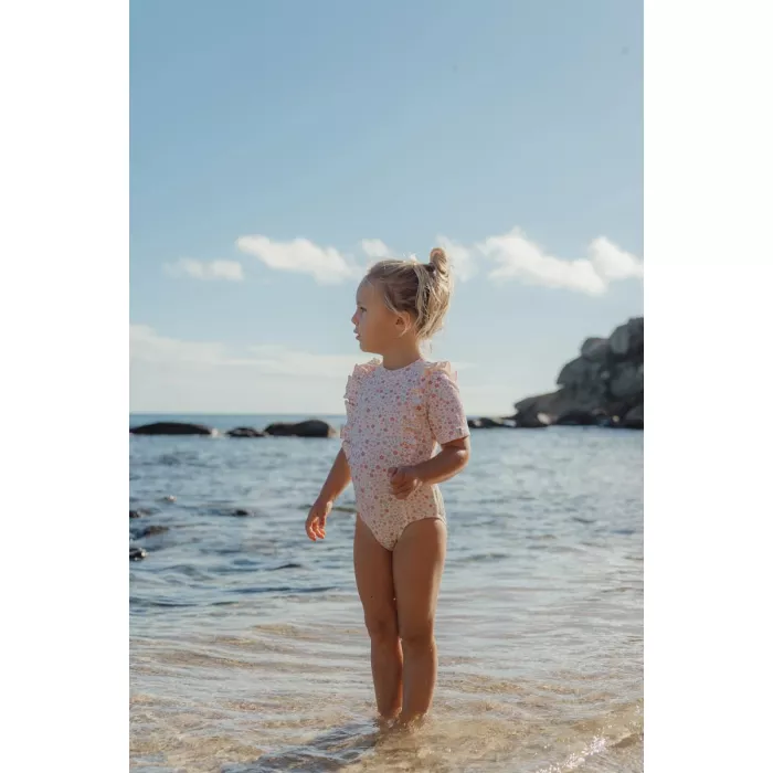 Costum de baie intreg cu maneca scurta - Dreamy Flowerfield - Little Dutch