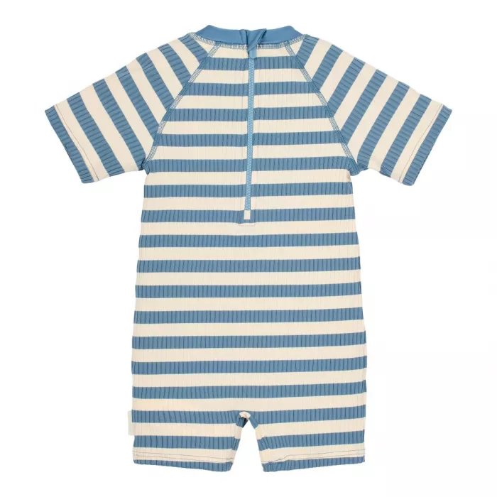 Costum de baie intreg cu maneca scurta - Ocean Blue Stripes - Little Dutch