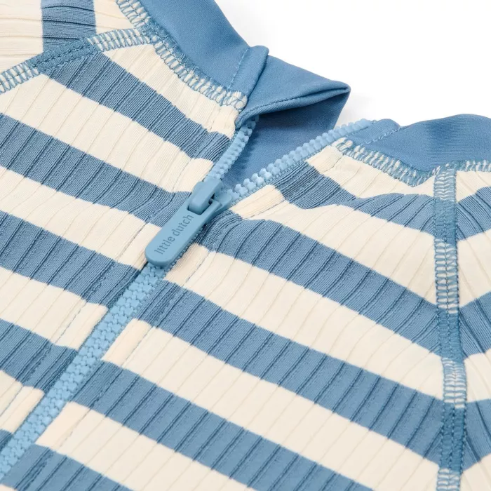 Costum de baie intreg cu maneca scurta - Ocean Blue Stripes - Little Dutch