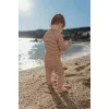 Costum de baie intreg cu maneca scurta - Ocean Brown Stripes - Little Dutch