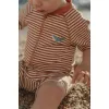 Costum de baie intreg cu maneca scurta - Ocean Brown Stripes - Little Dutch